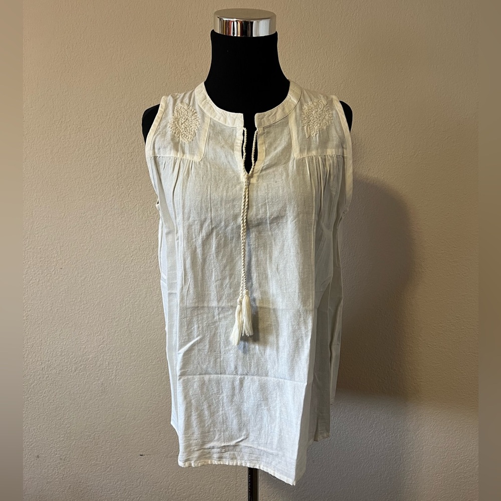 Cost Plus World Market Cream Sleeveless Blouse